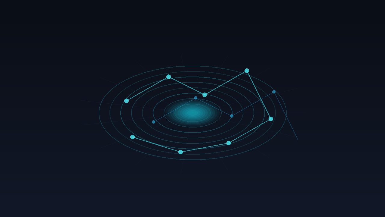 Abstract cyan kinematic arcs over dark field suggesting multi-robot whole-body control