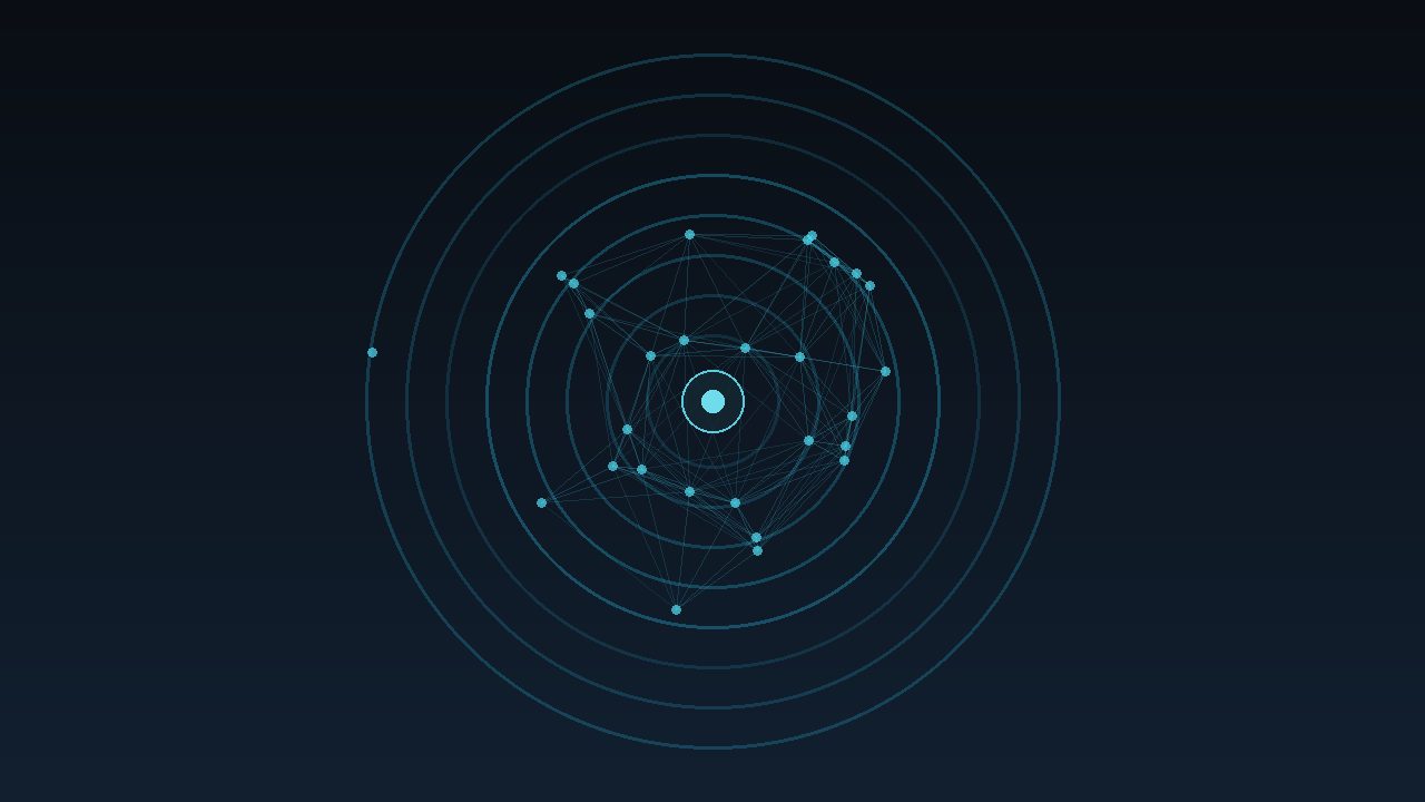 Abstract dark cyan network mesh suggesting cyber defense layers, AI-generated